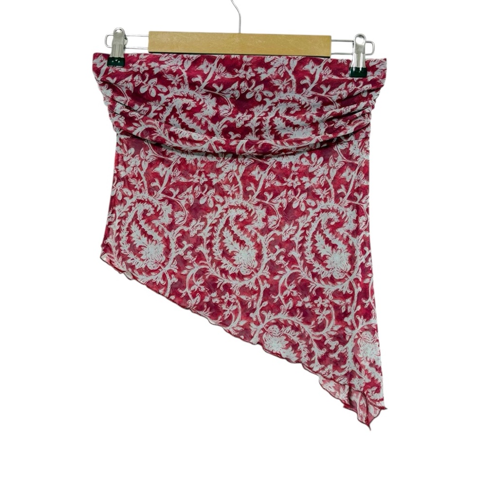 Urban Outfitters Red & White Paisley Asymmetrical Tube Top